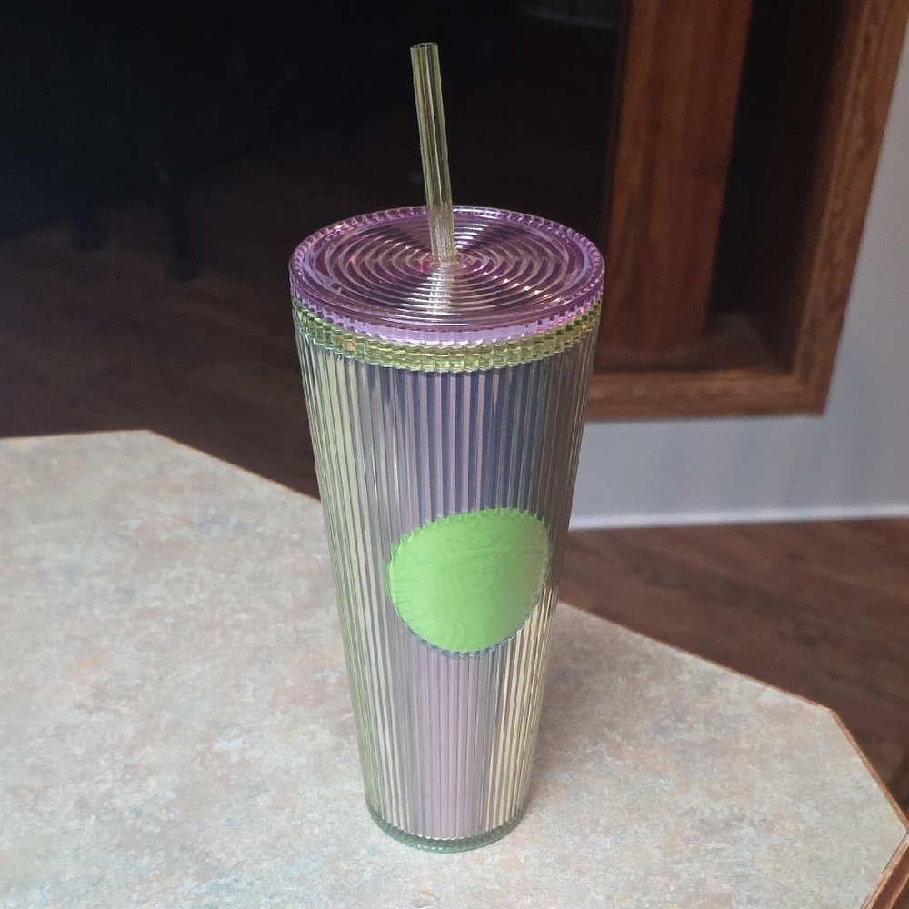 Starbucks Iridescent Tumbler with Green Highlight